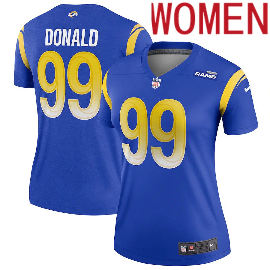 Women Los Angeles Rams 99 Aaron Donald Nike Royal Legend NFL Jersey